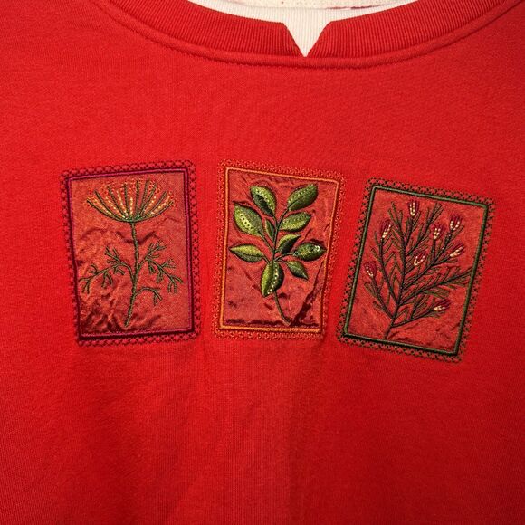 Breckenridge XL Crewneck Sweatshirt‎ Grannycore Cottage Plant Leaves - Picture 3 of 6
